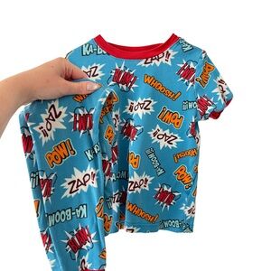 Kirkland Signature Kids Pajama Set - Blue and Red Comic Print Size 6